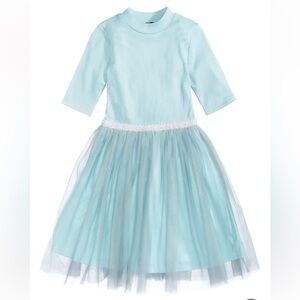 Pink & Violet's sweater & mesh Light Blue pullover short sleeve Tulle dress